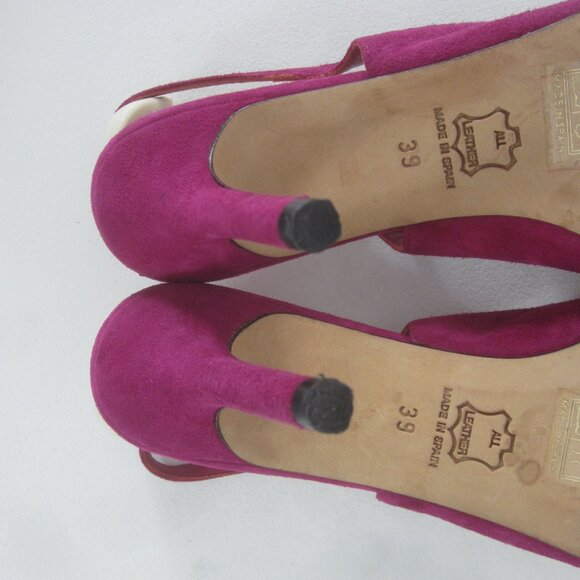 LK Bennett Womens 8 Purple Suede Slingback Pumps Peep Toe Heels Made Spain EU 39 - Picture 11 of 11